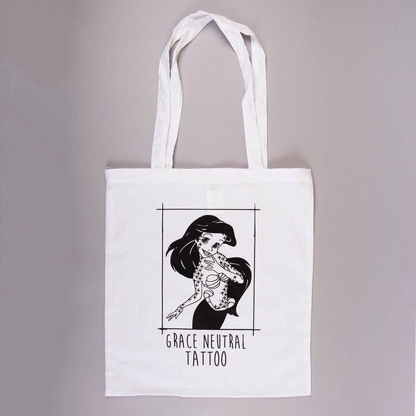 GRACE NEUTRAL MERMAID 'TATTOOED ARIEL' TOTE BAG