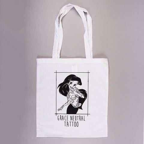 GRACE NEUTRAL MERMAID 'TATTOOED ARIEL' TOTE BAG